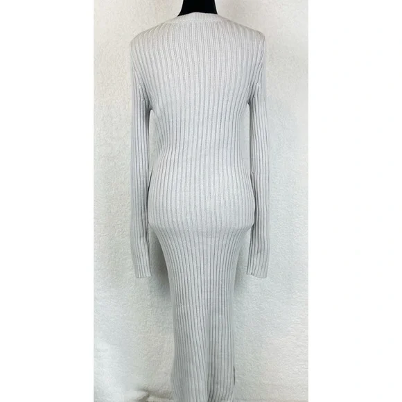 ROMEO & JULIET COUTURE • Grey Ribbed Knit Sweater Bodycon Midi Dress, M - Picture 7 of 13